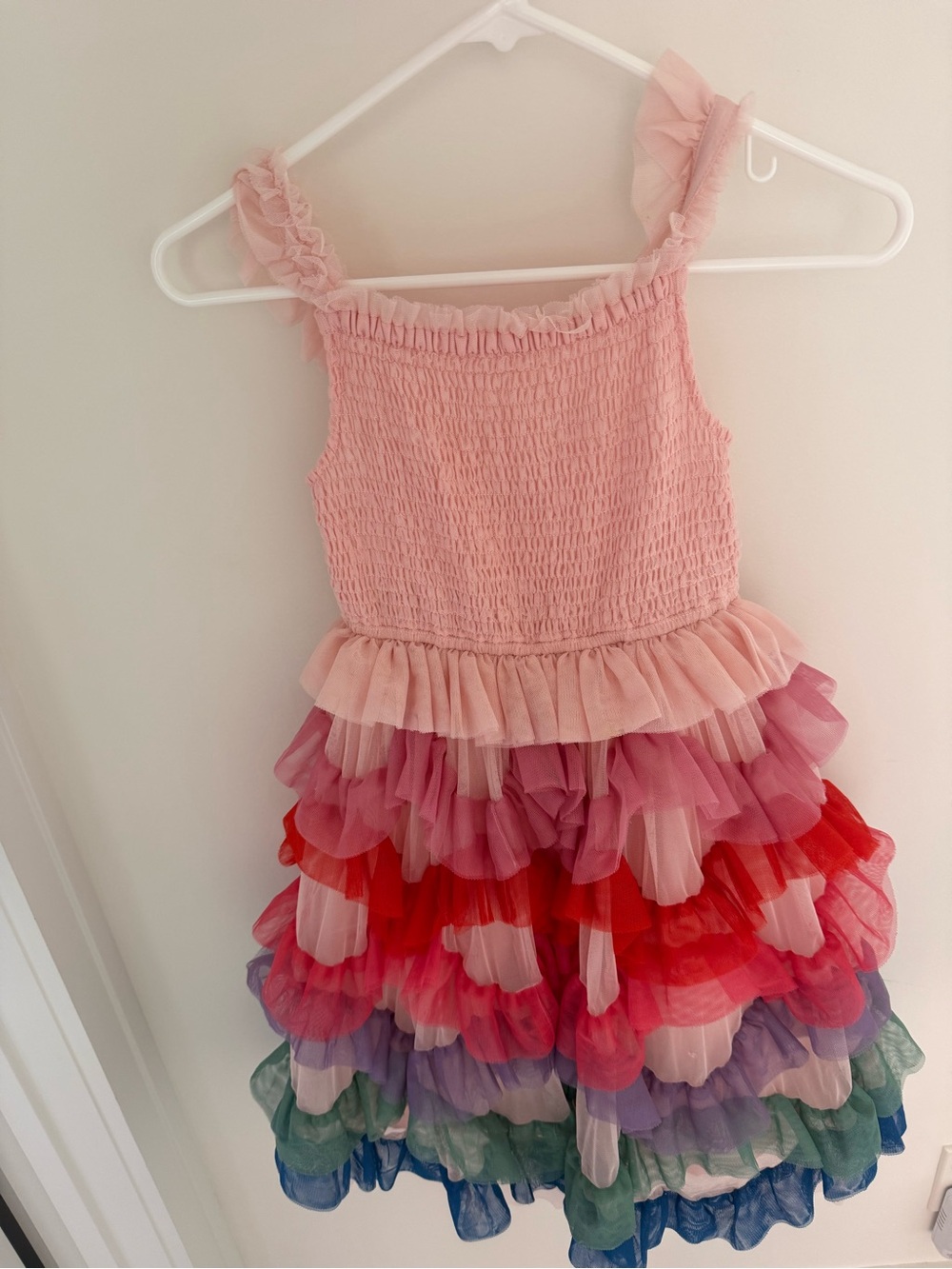 Mini Boden Pink Rainbow Ruffle Tulle Dress - Picture 2 of 4
